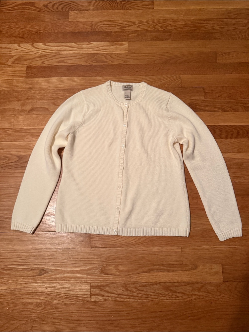 L.L. Bean Cream Button-Front Women's Cardigan